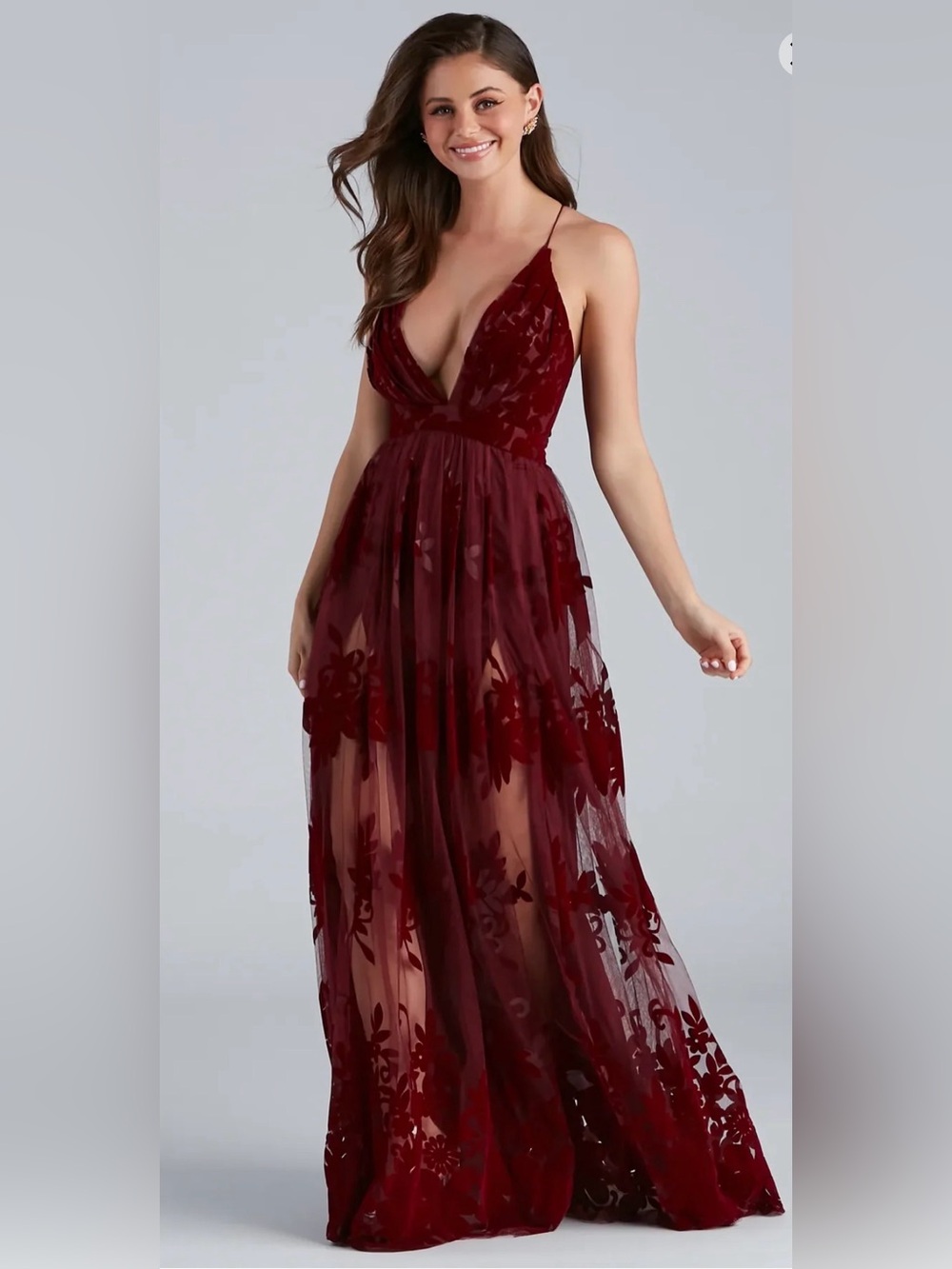 Morgan Formal Flocked Velvet Maxi Dress😍